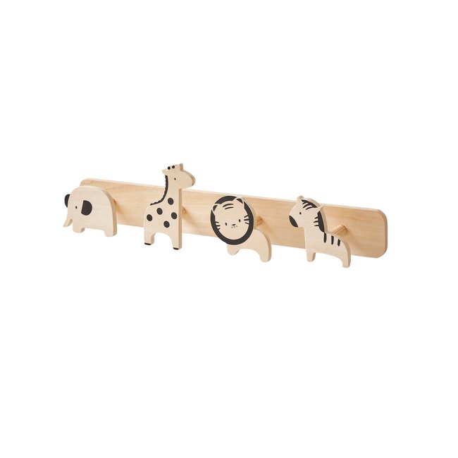 Porte-manteau avec patères animaux de la jungle Couleur bois <span itemprop=