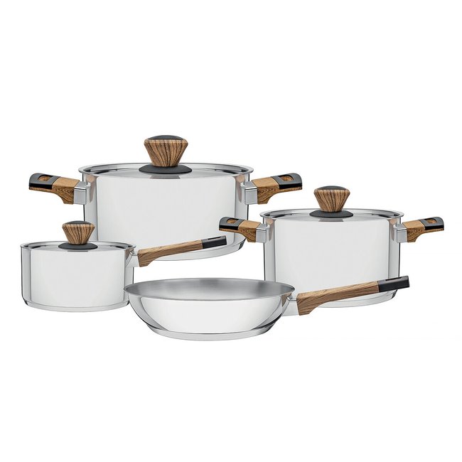 Trem de cozinha 4 peças Brava, Indução, da Tramontina inox <span itemprop=