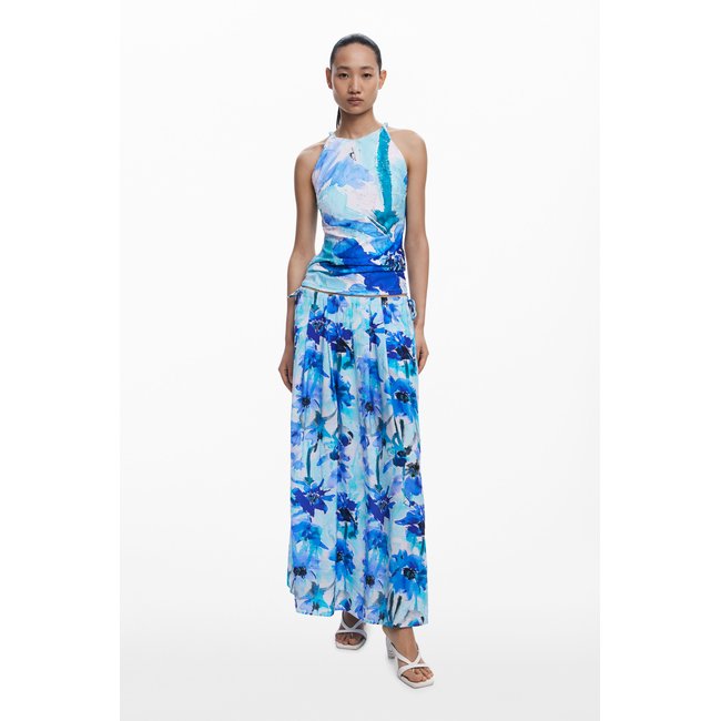 Desigual - Jupe midi évasée à fleurs multicolore <span itemprop=