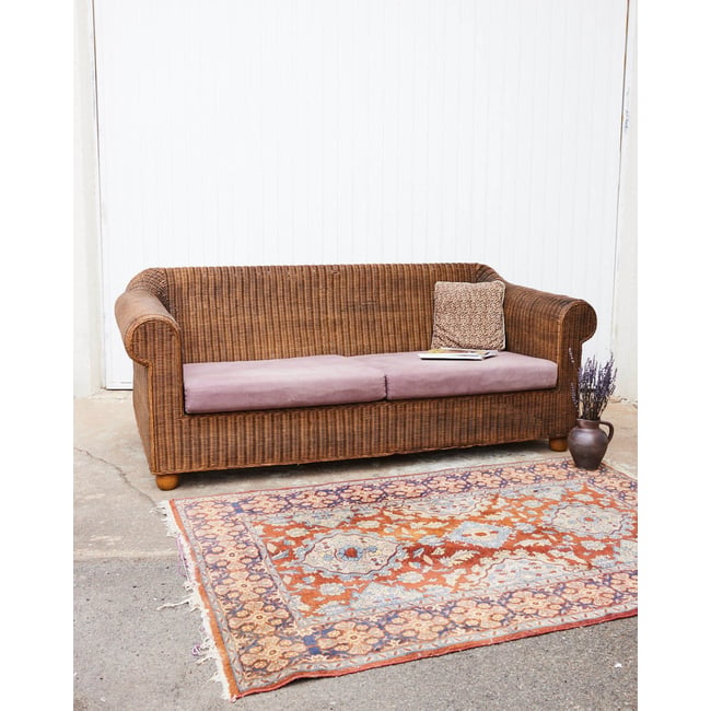 Canapé en rotin vintage Jacques N°143 - Bon état Couleur marron <span itemprop=
