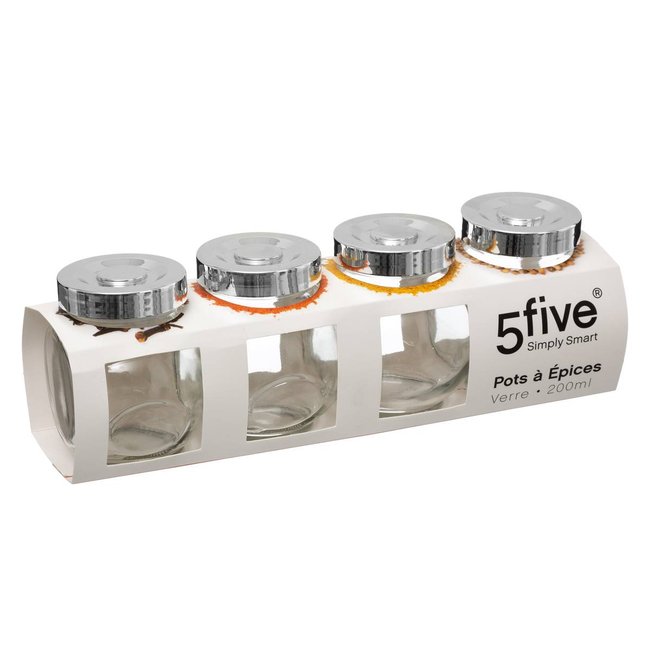 Lot de 4 bocaux à épices NIXO Couleur transparent <span itemprop=