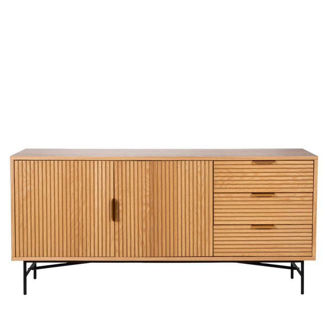 Buffet 2 portes 3 tiroirs en bois L160cm- SVEG Couleur bois clair <span itemprop=