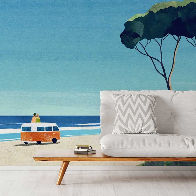 Papier peint campement Couleur intissé <span itemprop=