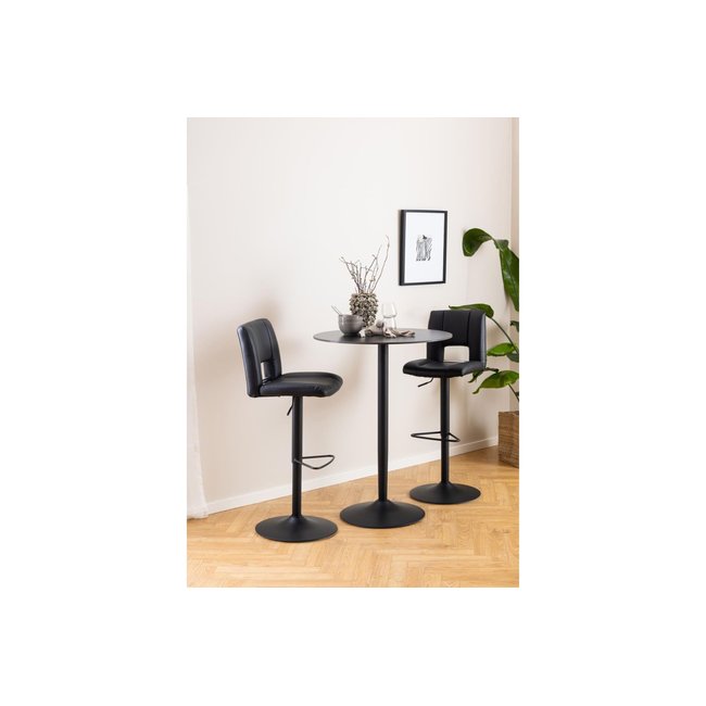 Table de bar ronde en céramique et pied tulipe en métal L80 - MARSA Couleur noir <span itemprop=
