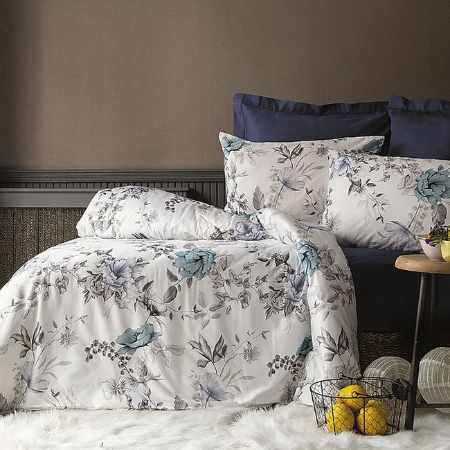 Parure Housse de couette 3 pcs 240x220 cm 100% satin de coton 82 fils imprimé.