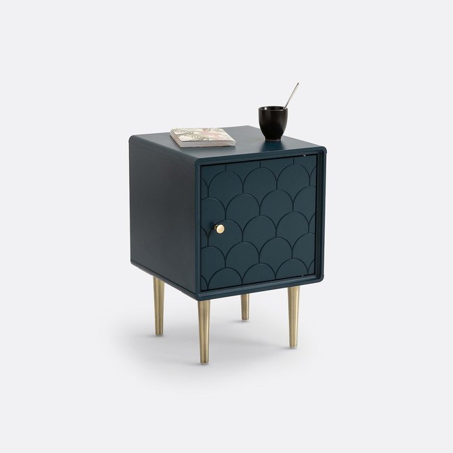 Chevet 1 porte réversible, Luxore Couleur bleu de prusse <span itemprop=