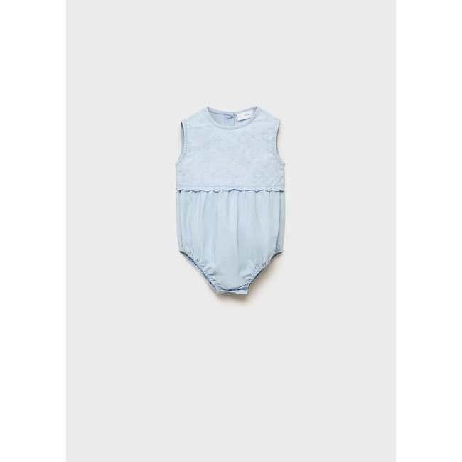 Salopette courte en jean bleu clair <span itemprop=