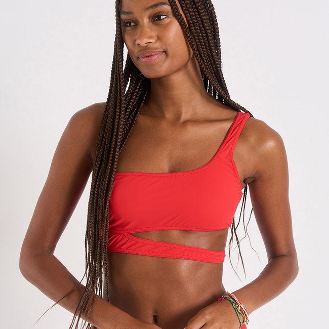 Haut de maillot bandeau Asymo - SPRING rouge <span itemprop=