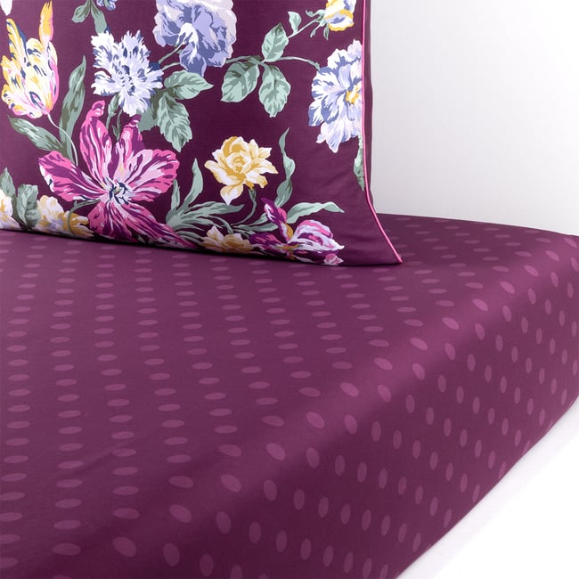 Drap housse en satin, K BOUQUET multicolore <span itemprop=