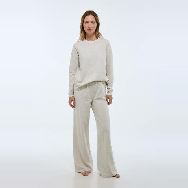 Pantalon uni en coton et modal anthracite <span itemprop=