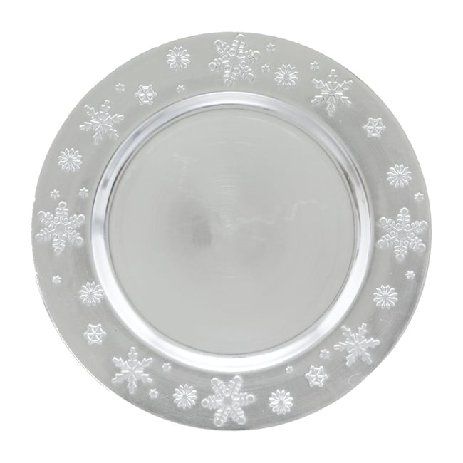 Lot de 12 assiettes de présentation FLOCON Couleur argent <span itemprop=