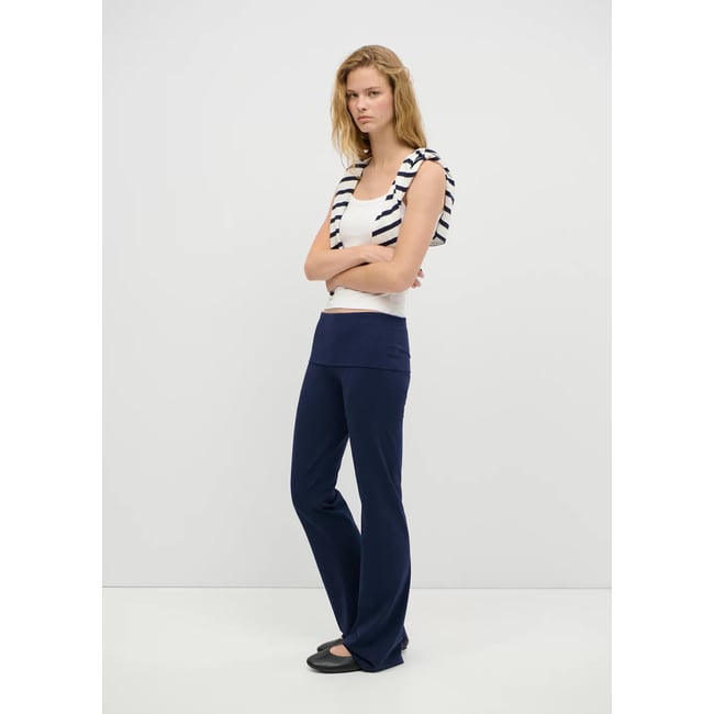 Leggings taille retournée bleu marine <span itemprop=