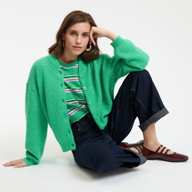 High Neck Cardigan in Chunky Alpaca Blend Knit - LA REDOUTE COLLECTIONS