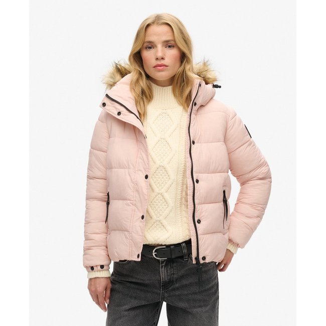Doudoune courte à capuche avec imitation fourrure - SUPERDRY