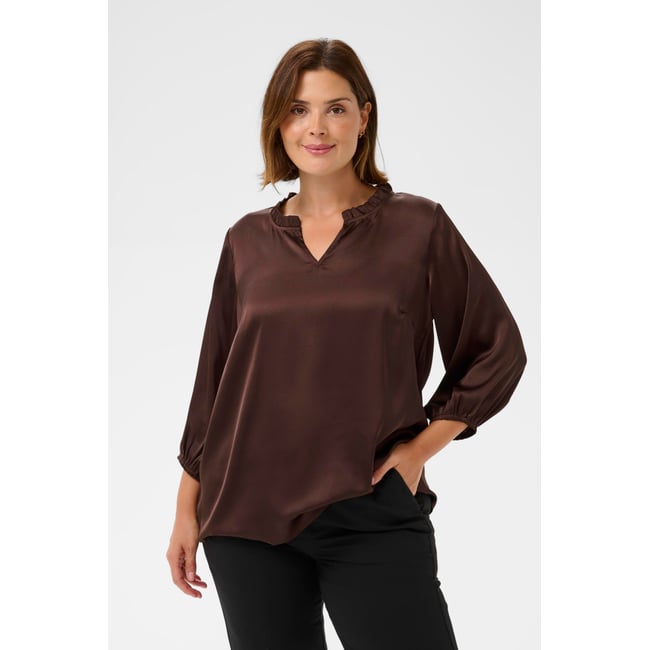 Blouse à manches longues marron chocolate brown <span itemprop=