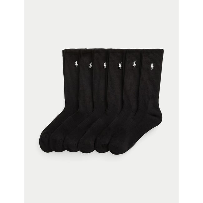 Confezione da 6 paia di calzini sportivi in cotone nero  POLO RALPH LAUREN