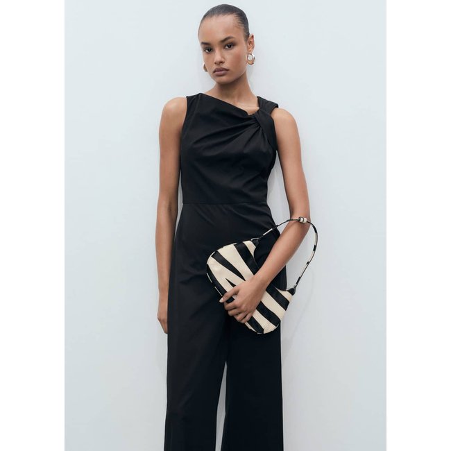 Combinaison jupe-culotte col bénitier noir <span itemprop=