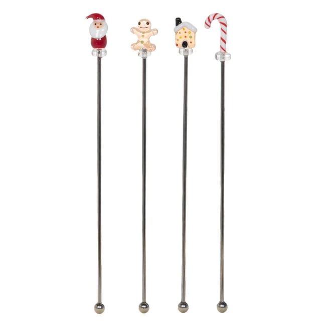 Coffret 4 agitateurs metal noel - AMADEUS