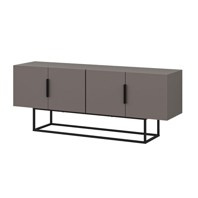 Meuble TV 4 Portes et Pieds en Métal L140 cm - Titan Couleur marron <span itemprop=