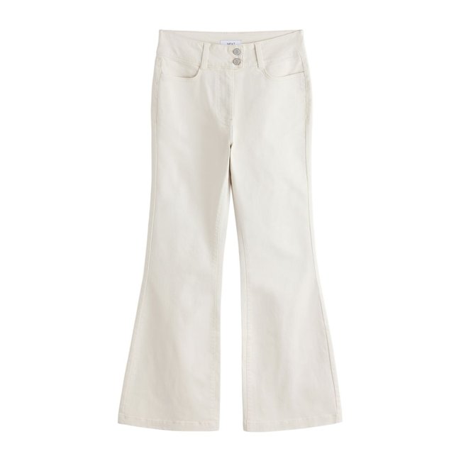 Pantalon chino évasé écru <span itemprop=