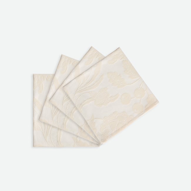 Juego de 4 servilletas de algodón jacquard, LINDA marfil <span itemprop=