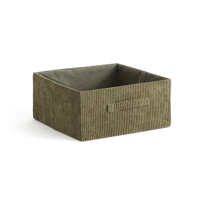 Veloudo Foldable Corduroy Basket, khaki, LA REDOUTE INTERIEURS