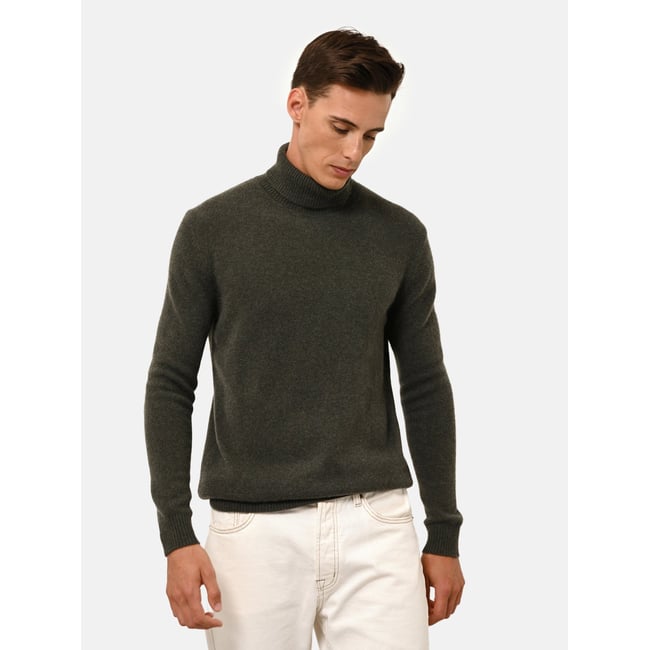 Pull Col Roulé 4 Fils Kaki Chiné Sacha kaki chiné <span itemprop=