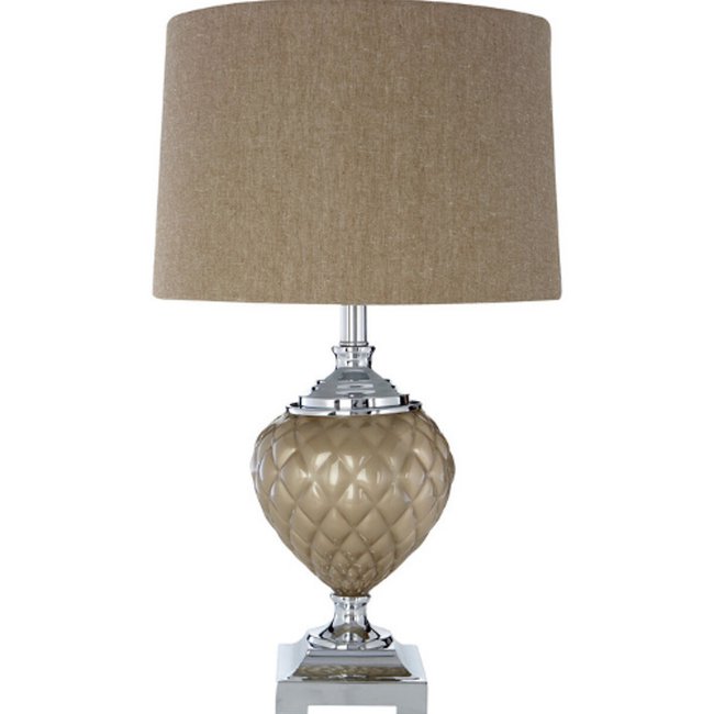 Silver & Brown Glass Table Lamp with Linen Shade, light brown, SO'HOME