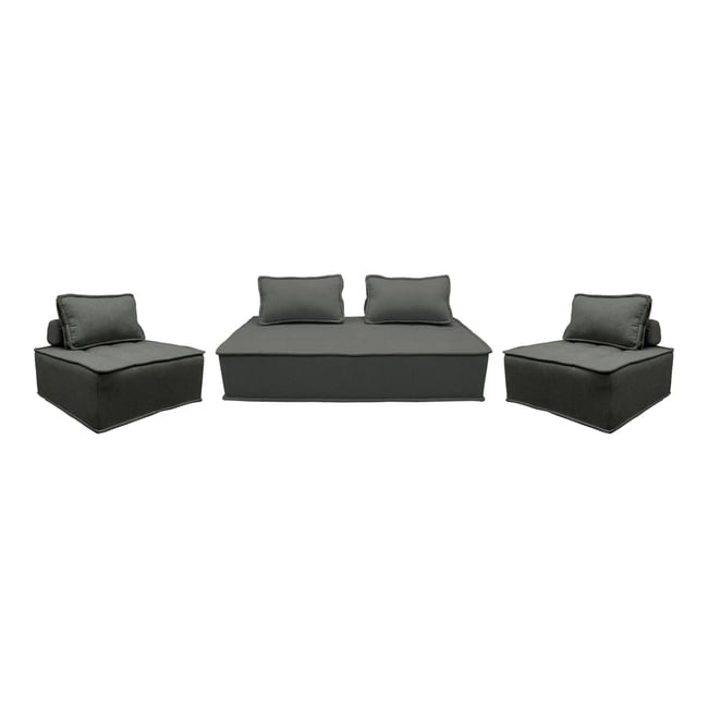 Ensemble chauffeuses pour canapé modulable 4 places tissu capitonné DAO Couleur gris foncé <span itemprop=