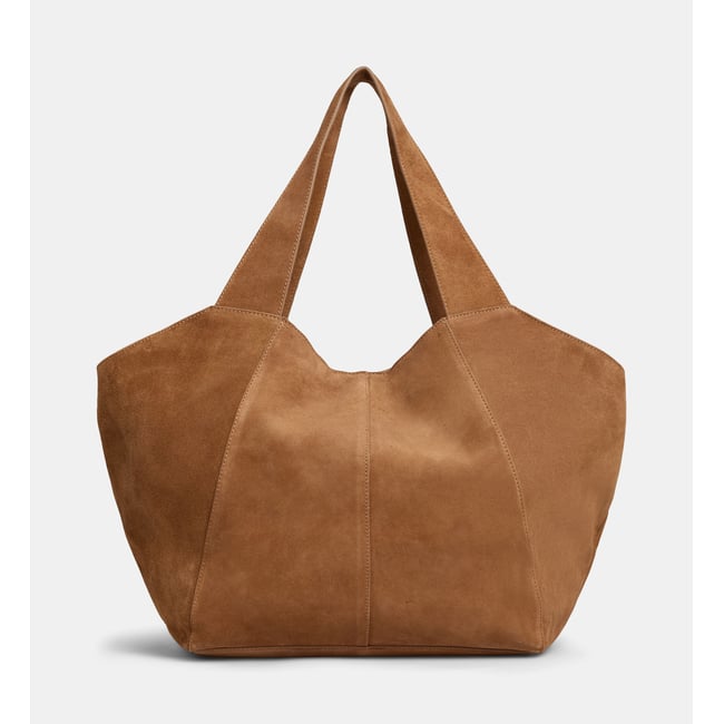 Sac cabas carole en suède camel doré <span itemprop=