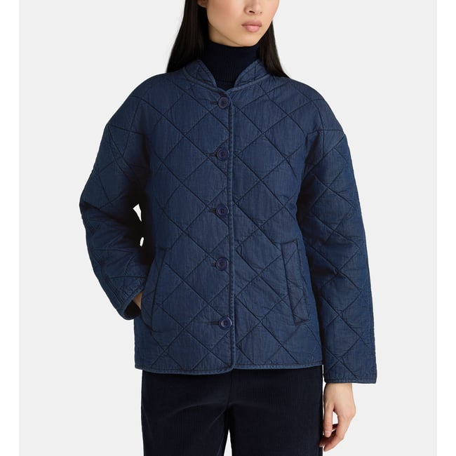 Veste droite matelassée orion coton bleu jean foncé <span itemprop=