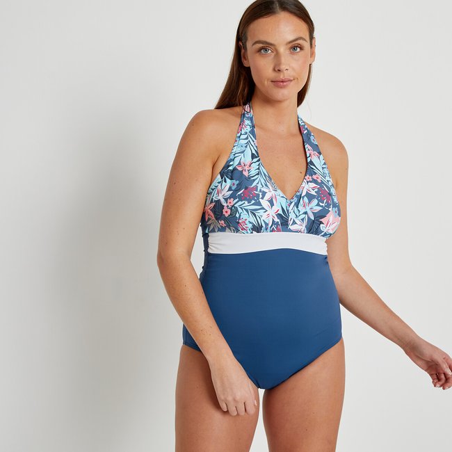 Tummy Toning Halterneck Swimsuit, printed, LA REDOUTE COLLECTIONS PLUS