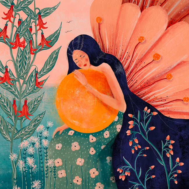 Tableau princesse aux fleurs - HEXOA