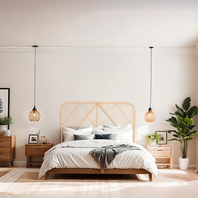 Tête de lit - Rotin - ORLA Couleur marron <span itemprop=