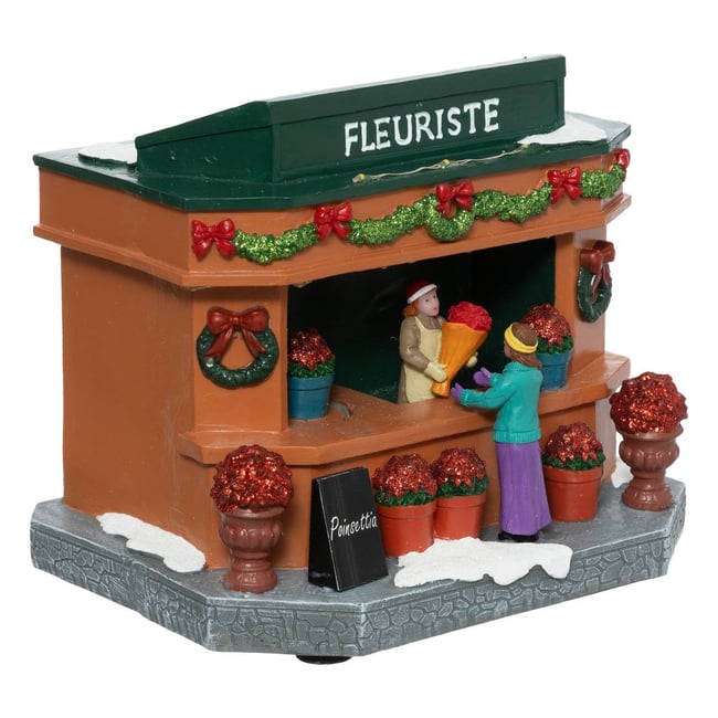 Village lumineux fleuriste 9 LED H17,3 cm à mouvement Couleur multicolore <span itemprop=