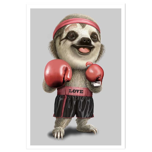 Affiche enfant le paresseux boxeur - HEXOA