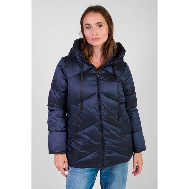 Chaqueta acolchada con capucha azul marino <span itemprop=