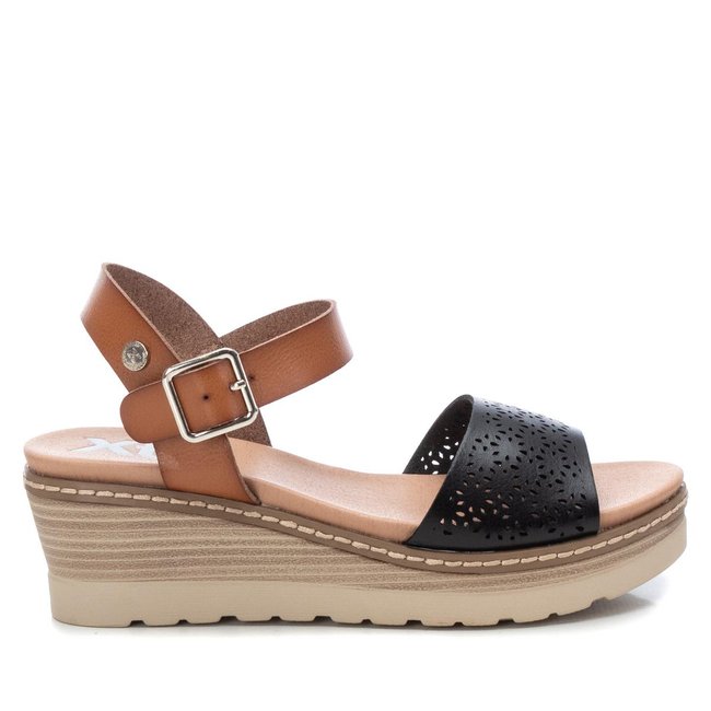 Sandale Coin Décontractée Boucle noir <span itemprop=