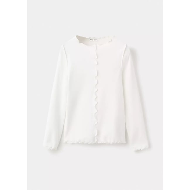 T-shirt coutures ondulées blanc cassé <span itemprop=