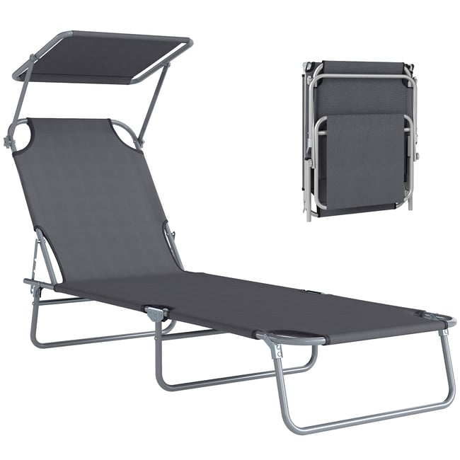 Chaise longue Métal Noir - OUTSUNNY