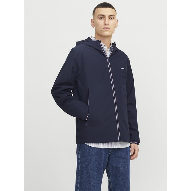 Blouson léger à capuche bleu marine <span itemprop=