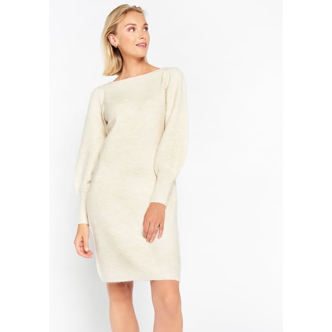 Robe pullover à col bateau beige clair <span itemprop=