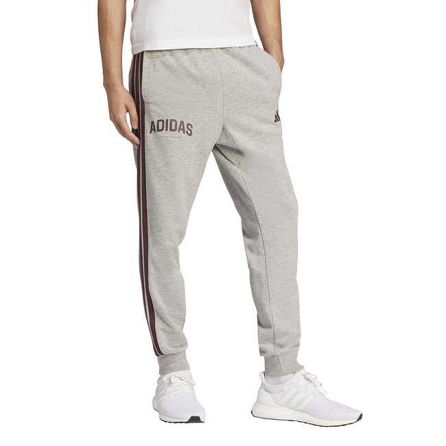 Pantalon de jogging 3 bandes gris chiné <span itemprop=