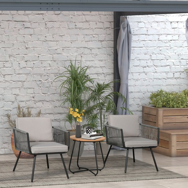 Ensemble bistro de jardin 2 places 3 pièces style contemporain - OUTSUNNY