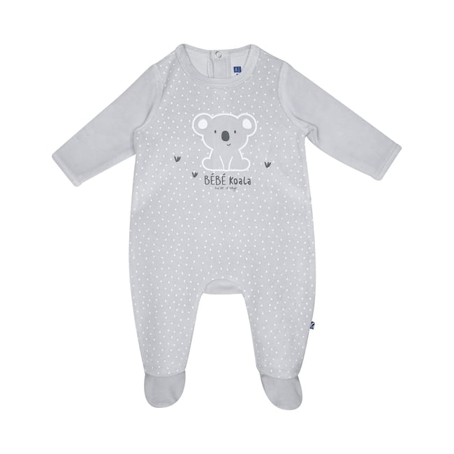 Dors bien sammuel velours rase pont dos bebe gris <span itemprop=