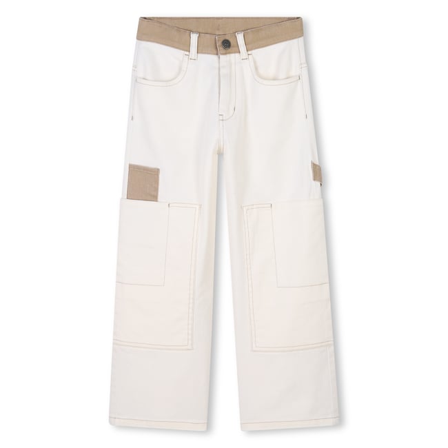 Pantalon ajustable en sergé riz <span itemprop=