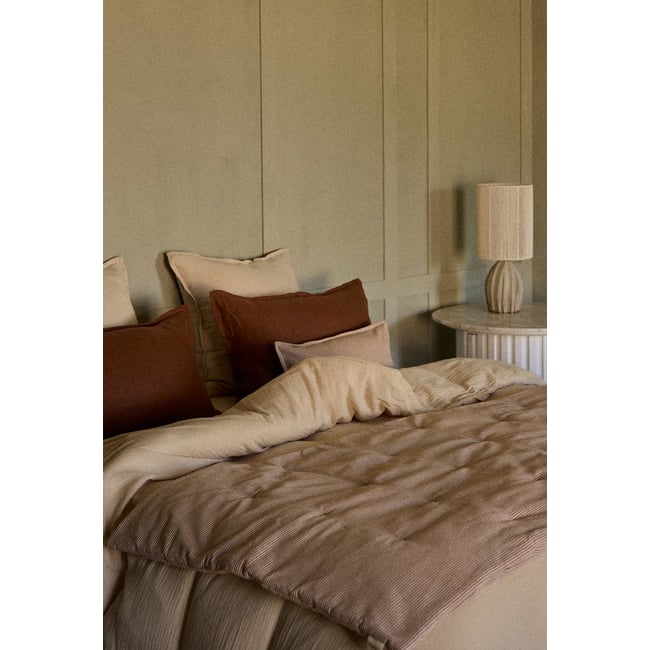 Edredon en coton beige argile <span itemprop=