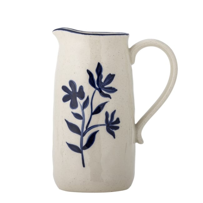 Pichet grès fleurs  EIMY Couleur bleu <span itemprop=