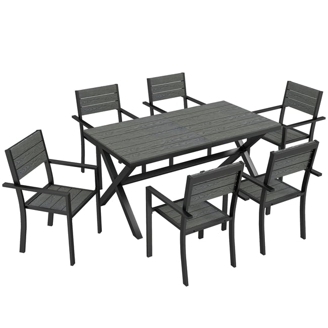 Ensemble de salon de jardin Aluminium Gris gris, noir <span itemprop=
