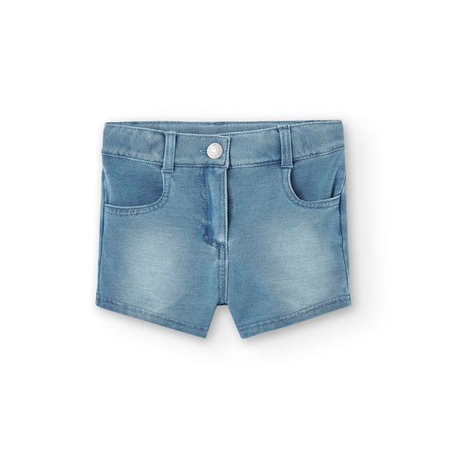 Short en denim avec bouton et fermeture é bleu <span itemprop=